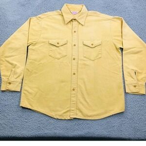 Frostproof Vintage Mens Butter Yellow Flannel Size 16 1/2 Medium